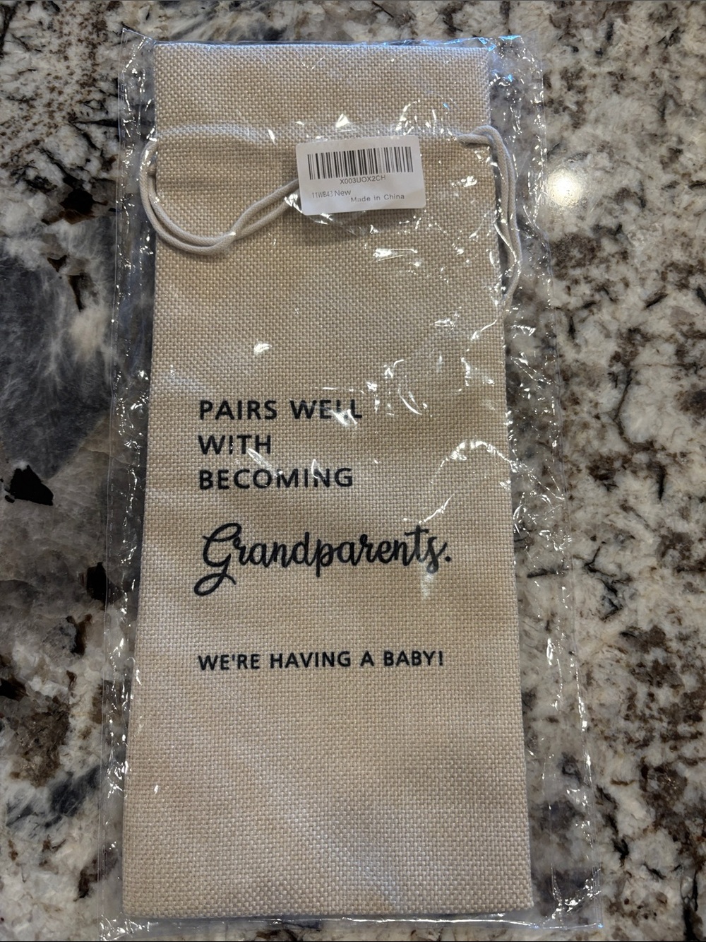 Wine announcement for having a baby! Pairs well with becoming grandparents.